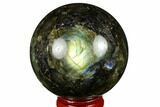 Flashy, Polished Labradorite Sphere - Great Color Play #180618-1